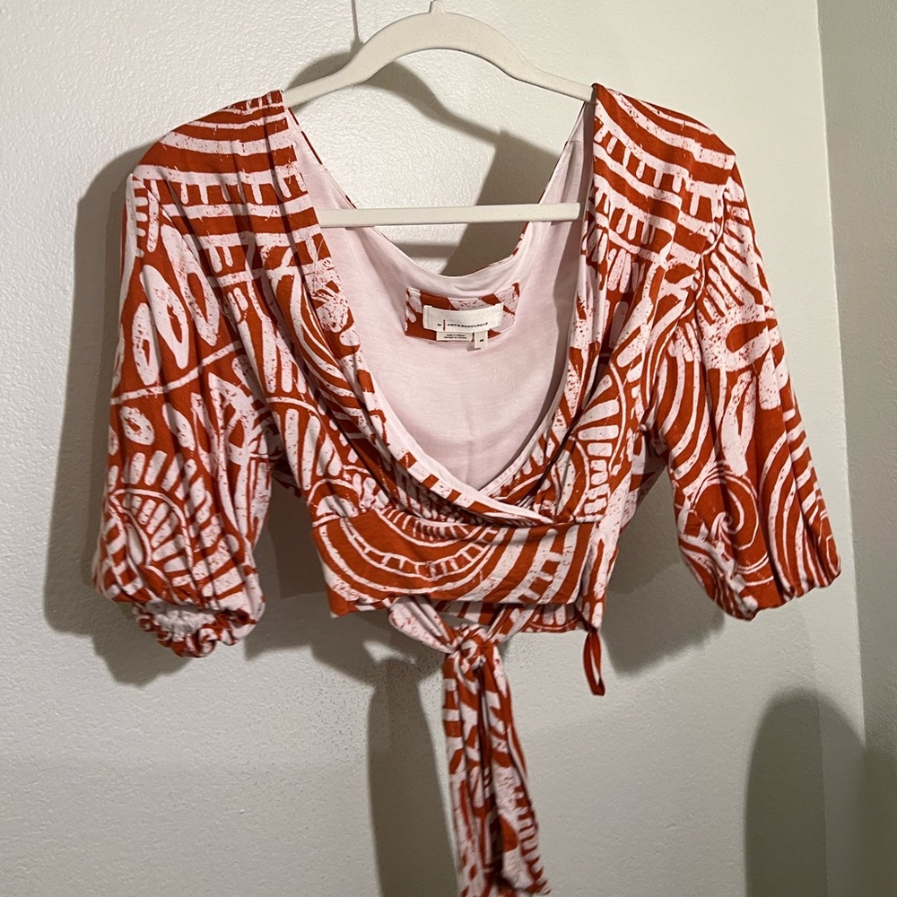 Anthropologie Long Sleeve Blouse with Cross Tie - Size XS